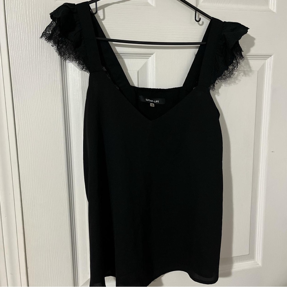 Sugarlips Black Ruffle Sleeve Blouse